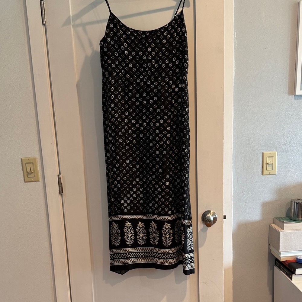 J. Crew Black and White Floral Midi Dress